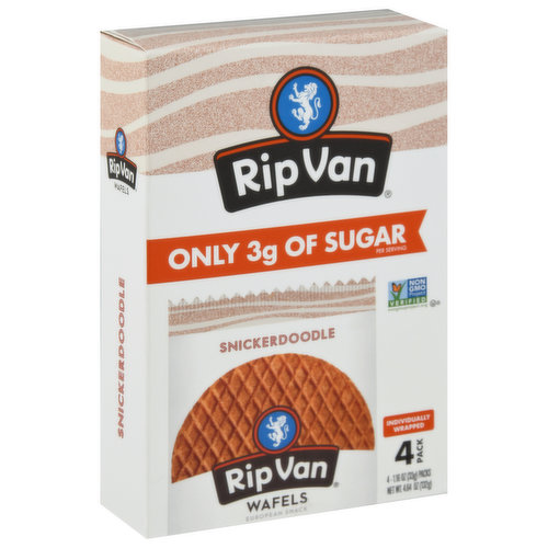 Rip Van Wafels, Snickerdoodle, 4 Pack