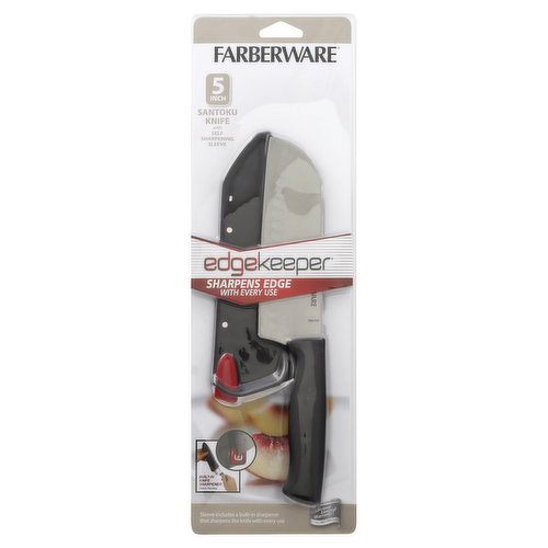 Farberware Santoku Knife, with Self Sharpening Sleeve, Edgekeeper, 5 Inch