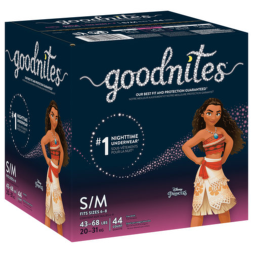 Goodnites Girls' Nighttime Bedwetting Underwear, Size S/M (43-68