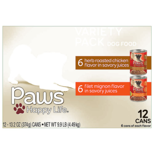 Paws Happy Life Dog Food, Variety Pack