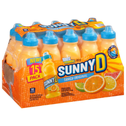 Orange flavored citrus punch with other natural flavors. 100% vitamin C per 8 oz. Individually marked for resale. sunnyd.com. Please recycle.