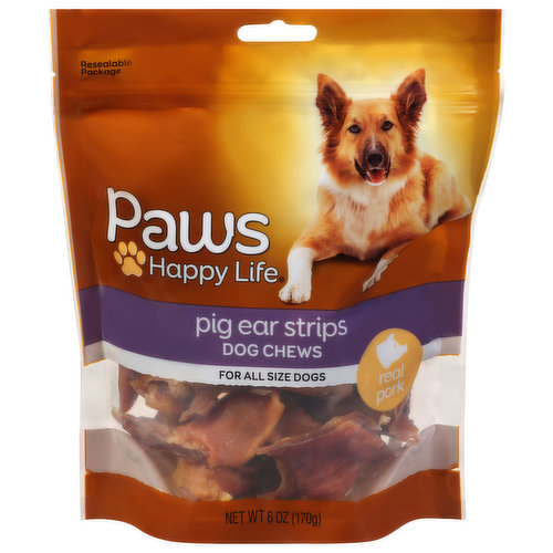 Paws Happy Life Dog Chews, Pig Ear Strips