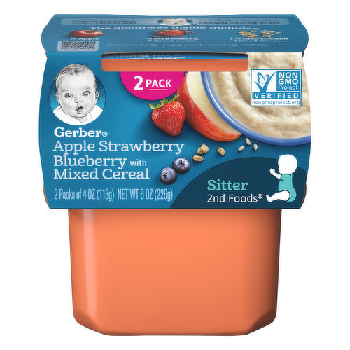 Gerber Apple Strawberry Blueberry with Mixed Cereal Baby Food