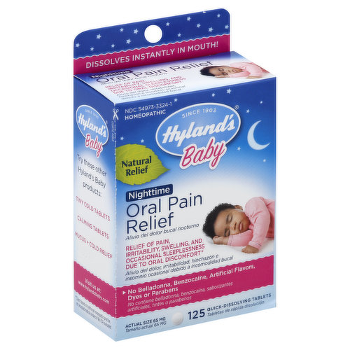 Hyland's Oral Pain Relief, Nighttime, 65 mg, Quick-Dissolving Tablets