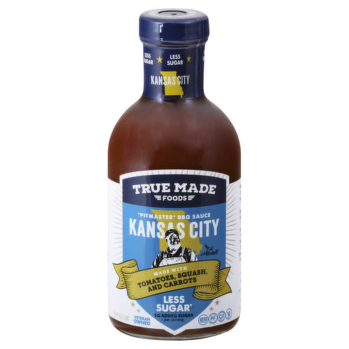 True Made Foods BBQ Sauce, Less Sugar, Kansas City