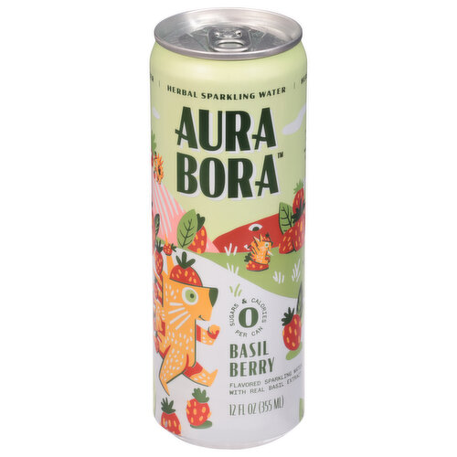 Aura Bora Herbal Sparkling Water, Basil Berry