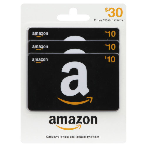 Three $10 gift cards. Cards have no value until activated by cashier.