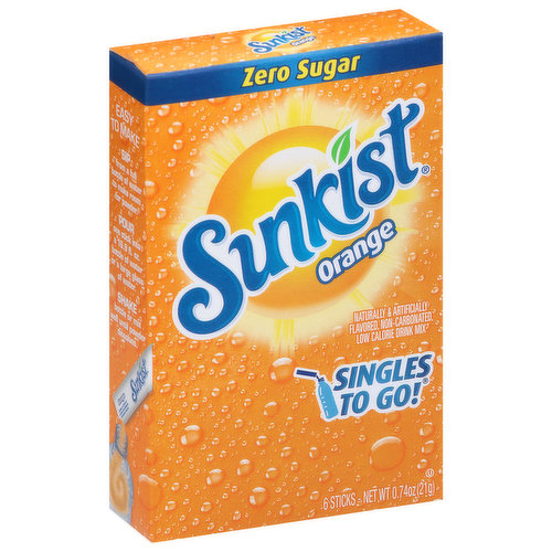 Sunkist Drink Mix, Zero Sugar, Orange