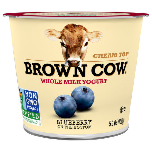 Brown Cow Yogurt, Whole Milk, Blueberry on the Bottom, Cream Top