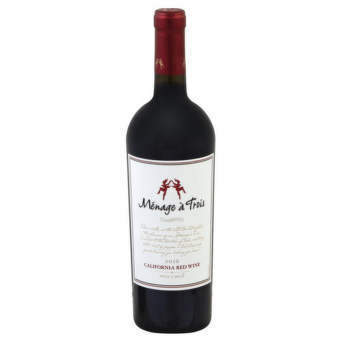 Menage a trois Red Wine, California, 2016