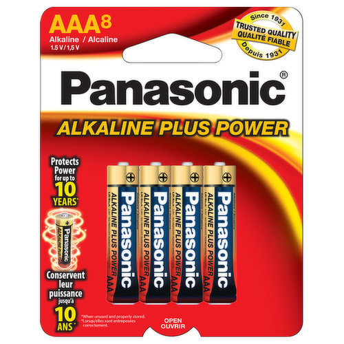 Panasonic Alkaline Plus, AAA, 1.5V (8 count)