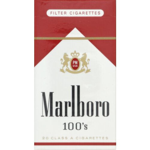 Marlboro Filter Cigarettes, 100's, Flip-Top Box