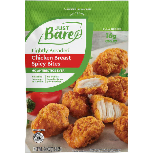 Just Bare Chicken Breast Spicy Bites, Lightly Breaded