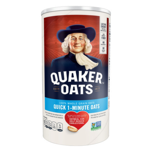 Quaker Oats Oats, 100% Whole Grain, Quick 1-Minute