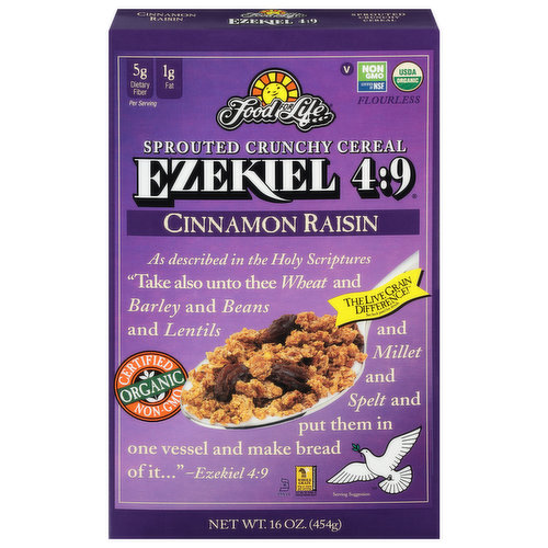 Food for Life Cereal, Sprouted Crunchy, Cinnamon Raisin