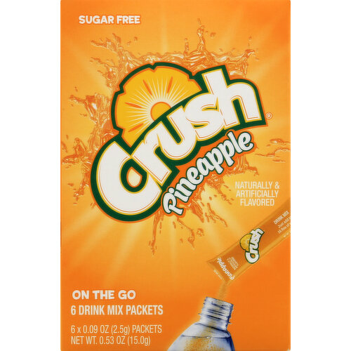 Crush Drink Mix Packets, Sugar Free, Pineapple, On The Go