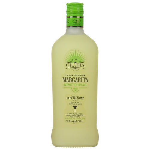 A perfectly balanced ready-to-drink margarita wine cocktail. Made with 100% de agave wine. Contains FD&C yellow 5. Mexico 1938: The original Margarita was invented at the Rancho La Gloria Hotel. Enjoy this authentic recipe!