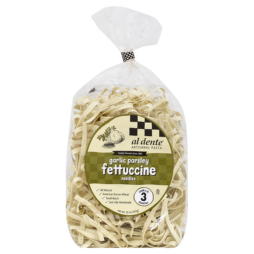 Al Dente Fettuccine Noodles, Garlic Parsley