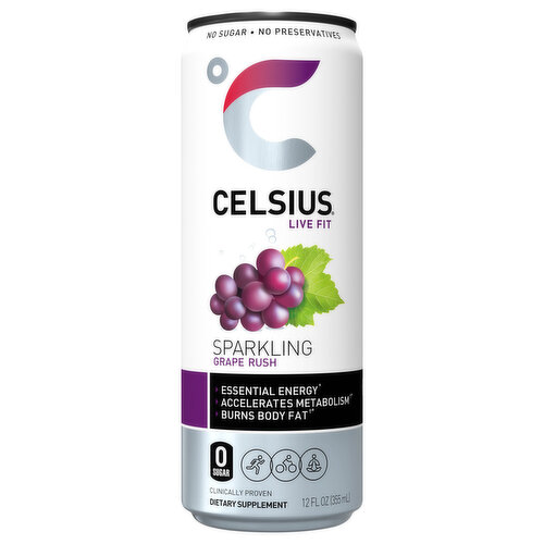Celsius Energy Drink, Grape Rush, Sparkling