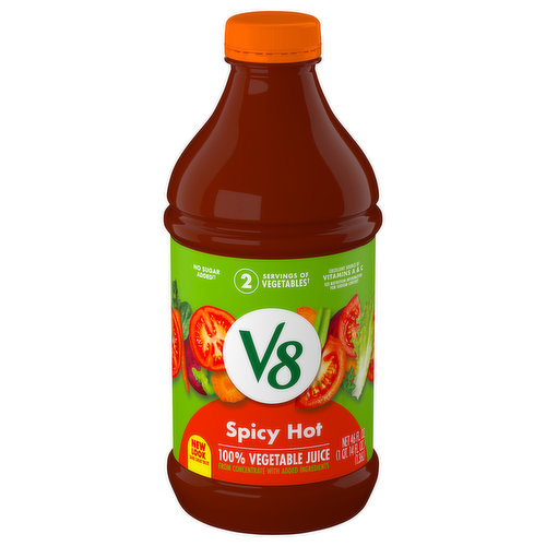 2 servings of vegetables (8 fl oz juice provides 2 servings (1 cup) of vegetables. Dietary guidelines recommend 2 1/2 cups of a variety of vegetables per day for a 2,000 calorie diet). New look same great taste. The original plant-powered drink. Pasteurized.