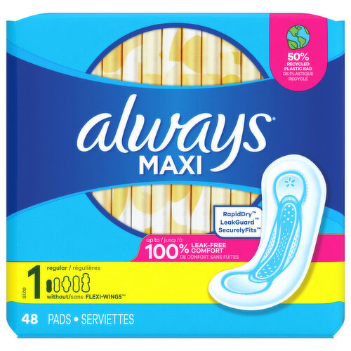 Always Pads, without Flexi-Wings, Regular, Size 1