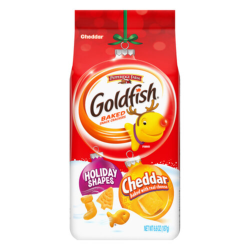 Goldfish Baked Snack Crackers, Cheddar, Holiday Shapes