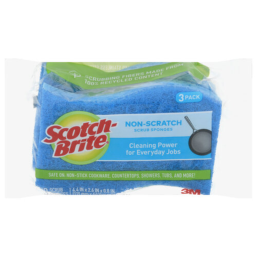 Scotch-Brite Scrub Sponges, Non-Scratch, 3 Pack