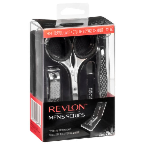 Free travel case. Safety tip scissors for grooming sensitive areas. 2-n-1 nail clipper for both hands and feet. Slant tip tweezer for precise grip. Pusher/file to keep nails neat. Revlon lifetime guarantee against manufacturing defects. Please visit www.Revlon.com/guarantee for more details. Revlon.com. Kit assembled in USA using components made in China.