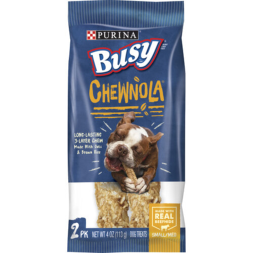 Busy Rawhide Small/Medium Breed Dog Bones, Chewnola With Oats & Brown Rice