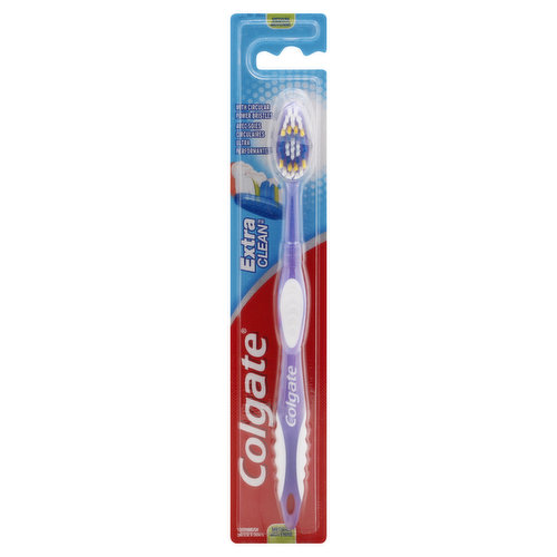 With circular power bristles. Circular power bristles to help remove tooth stains. Tongue cleaner to remove odor causing bacteria. Easy-to-grip handle to provide comfort and control while brushing. Dentists and hygienists recommend replacing your toothbrush every 3 months. www.colgate.com/savewater. 1-800-468-6502. www.colgate.com. Made in China.