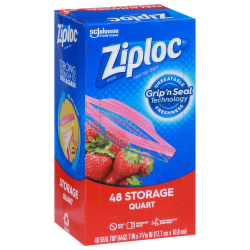 Ziploc® Brand Freezer Bags with Grip 'n Seal Technology, Quart