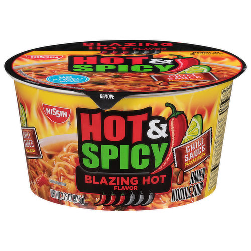 Nissin Ramen Noodle Soup, Hot & Spicy with Shrimp - 3.27 oz