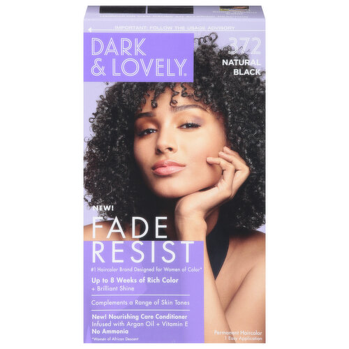 Dark & Lovely Haircolor, Permanent, Natural Black 372