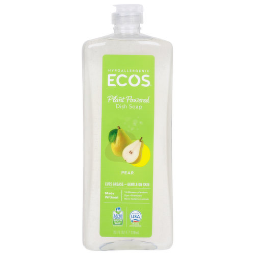 Ecos Dish Soap, Pear, Hypoallergenic, Plant Powered