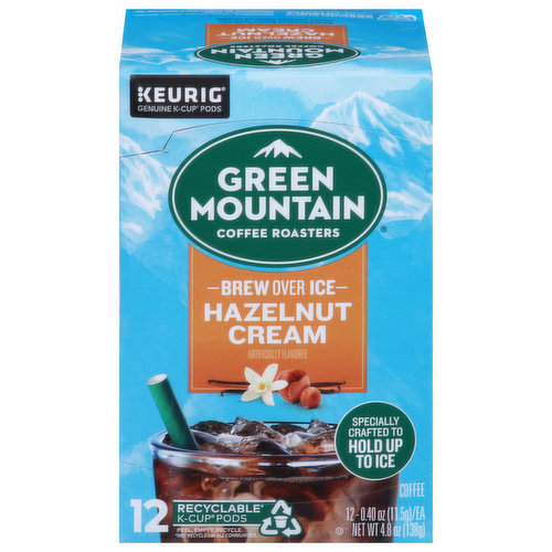 Green Mountain Coffee Roasters Coffee, Brew Over Ice, Hazelnut Cream, K-Cup Pods
