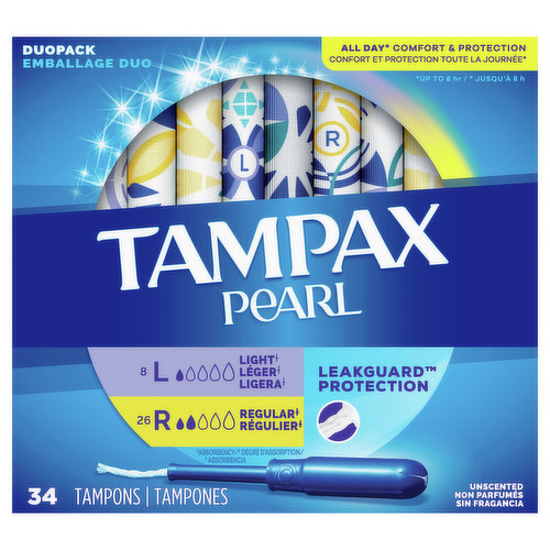 Tampax Tampons, Light/Regular, Unscented, Duopack