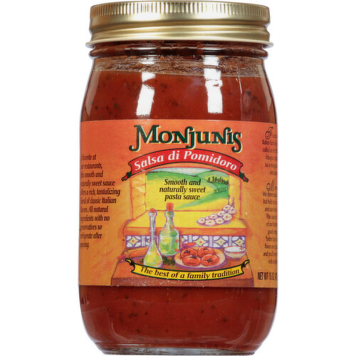 Monjunis Pasta Sauce, Smooth and Naturally Sweet