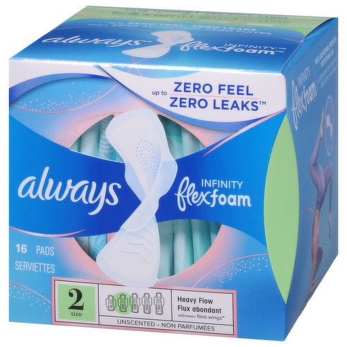 Always Pads, with Flexi-Wings, Overnight, Flex Foam, Unscented