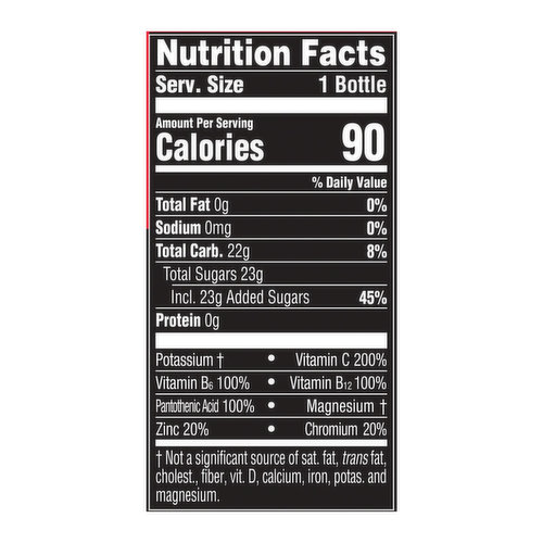 vitamin water nutrition label