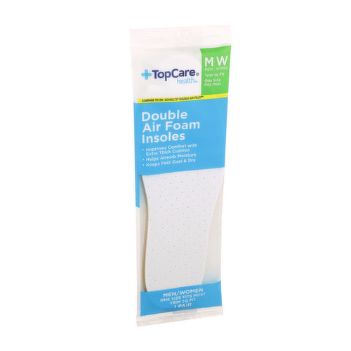 Topcare Double Air Foam Insoles For Men And Women, One Size Fits Most
