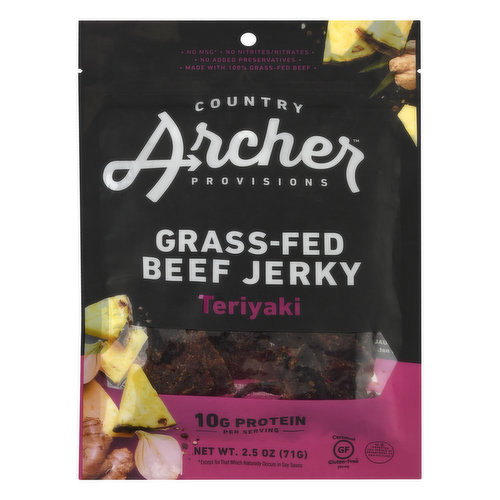 Country Archer Beef Jerky, Grass-Fed, Teriyaki