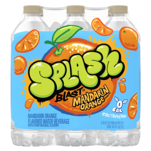 SPLASH Splash Blast Mandarin Orange Flavored Water Bottle 16.9 oz, 6 Count