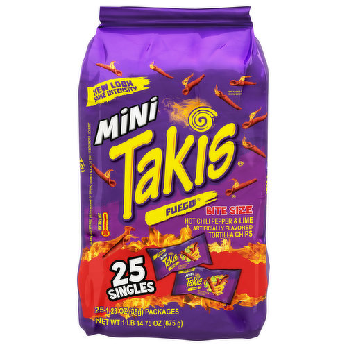 Takis Tortilla Chips, Fuego, Extreme, Bite Size, Mini