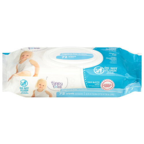 Tippy Toes Wipes, Thick Quilted, Fragrance Free