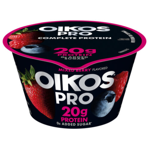 Oikos Pro Yogurt, Mixed Berry Flavored, 2% Milkfat, Cultured, Ultra-Filtered Milk