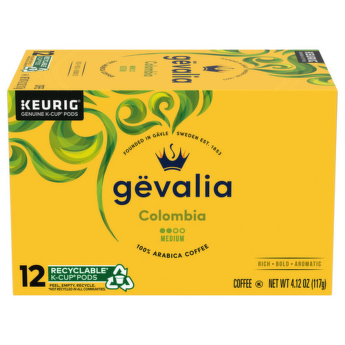 Gevalia Coffee, 100% Arabica, Medium, Colombia, K-Cup Pods