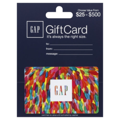 Gap Gift Card, $25 to $500