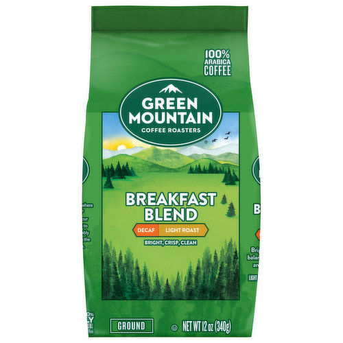 Green Mountain Coffee Roasters Coffee, 100% Arabica, Ground, Light Roast, Breakfast Blend, Decaf