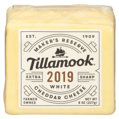 Tillamook Cheese, Cheddar, White, 2019