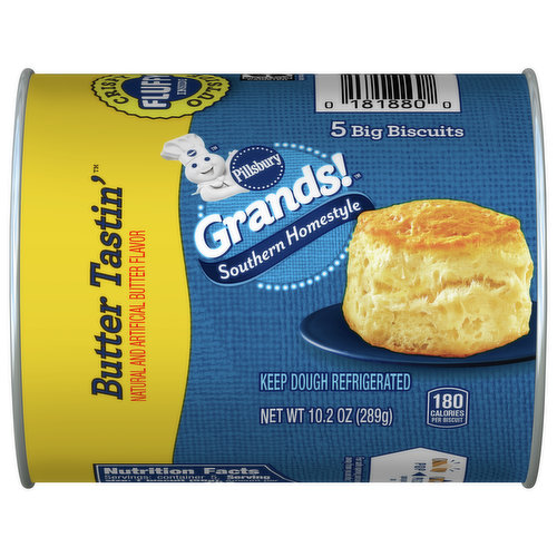 Make family meals grand with the home-baked goodness of Pillsbury Grands! Southern Homestyle Biscuits. Created for the biscuit lover, each hot-out-of-the-oven Grands! biscuit has a mouth-watering crispy outside and fluffy inside. A convenient alternative to scratch baking, Grands! refrigerated biscuit dough is ready-to-bake, saving you time and kitchen cleanup. In just minutes, the air will be filled with the delicious aroma of freshly baked biscuits and you’ll be ready to serve. Imagine the memories you’ll make. 

These biscuits will give you time back in your day to focus on what matters. Simply preheat the oven to 375° F (or 350° F for a nonstick cookie sheet), place refrigerated biscuit dough 1 to 2 inches apart on ungreased cookie sheet and bake 11-15 minutes or until golden brown. In just a few simple steps, you'll have delicious biscuits without all the fuss!